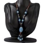 1pc‎ Vintage Ethnic Style Boho Handwoven Ceramic Beaded Adjustable Necklace Brown Photo 0