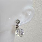Vintage Aurora Borealis AB Crystal Bead Ball Drop Dangle Clip on Earrings Silver Photo 1