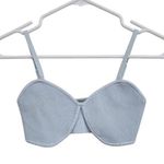 Babaton  Light Blue Bralette Top Ribbed Textured Fabric Adjustable Straps Medium Photo 0