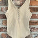 Abercrombie & Fitch Abercrombie Tan Ribbed Henley Sleeveless Bodysuit, XS Photo 0
