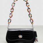 Coach Wavy Dinky Bag Crossbody Black Croc Embossed Coachtopia Leather Purse NWT Photo 1