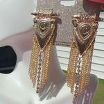 Natasha gold tone arrow head tassels diamonds earrings Photo 0