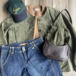 Coldwater Creek Vintage 90s  Olive Green Suede Leather Jacket Blazer Casual L‎ Photo 5