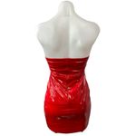 by the way. Red Faux Patent Leather Strapless Bandeau Mini Bodycon Tube Dress XS Photo 1