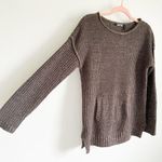 Daisy Fuentes  Brown Kangaroo Pocket Scoop Neck Pullover Sweater Lagenlook Small Photo 9