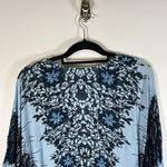 Free People  Bird of a Feather Blue Oversized V-neck Top‎ size Small Boho Spring Photo 7