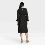 Who What Wear  Black Dress Eyelet Balloon Sleeves 100% Cotton Small Photo 4