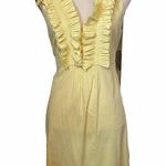 BCBGMAXAZRIA  yellow ruffle front tie back M dress. Photo 0