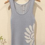 Mon Renn Sleeveless Symbolic Knit Sweater Dress Heron Blue Size Small NWT Photo 2