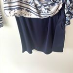 Eliza J  Blue White Floral Shift Dress Long Sleeve Stretchy Lined Wedding Modest Photo 9