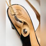 Giuseppe Zanotti Black Patent Leather Tan Slingback Open Toe Heels Sandals Shoes Photo 5