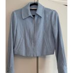 ZARA  Blue Tweed‎ Sparkle Cropped Moto Jacket Women's Size S | Twee | Coquette Photo 6