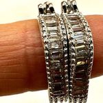 Silver tone rhinestone hoop earrings Photo 8