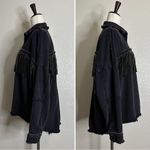 ZARA  Woman Western Black Denim Studded Fringe Jacket, Sz Small Photo 5