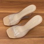Stuart Weitzman Tia 100 Lucite Wedge PVC Clear Upper/Nude Leather Sandals 7.5B Photo 0
