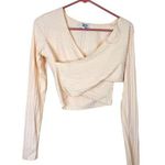 Princess Polly  Light Cream Size 8 Deep V Cut Wrap Long Sleeve Crop Top Fesival Photo 0