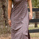 Natural Life Juliette Short Sleeve Midi Maxi Ditsy Floral Dress Gray Large Photo 0