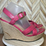 UGG  Australia Jackilyn Pink Leather Sling Back‎ Wedge Sandals Vacation Summer Photo 0