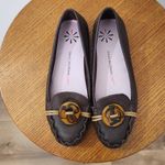 Isaac Mizrahi  Brown Loafers Tortoise Shell Button Size 6.5 Brown Preppy Shoes Photo 4