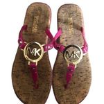 Michael Kors MK Cork Flat Thong Sandals MK Logo Jelly PVC Sz. 7 Gold Hardware Photo 0