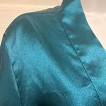 Icollection Teal Short Satin Robe Blue Size L Photo 3