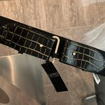 Ralph Lauren  Embossed Leather Tab-Stretch Wide Belt Black/Gold NWT Sold Out! Photo 2