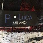 P Luca Milano Graphic Print Open Front Long Cardigan Sweater S Black Photo 4