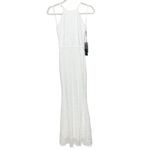 Lulus  NWT White Full Lace Lined Halter Open V-Neck Back Wedding Maxi Dress XS Photo 2