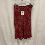 Alfani Gorgeous silk maroon sunflower 🌻 silk wrap midi skirt NWT  Photo 6