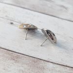 Vintage Stud Earrings Cream Concave Teardrop Photo 5
