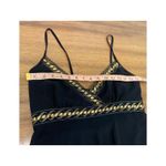 Vintage Y2K Lipstick Black Chiffon Handkerchief Hem Dress Gold Embroidery Size S Photo 4