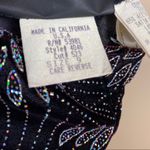 Elegant Classy Size 6 Floral Sequin Thigh Slit Maxi Dress Retro Shimmer Sparkle Black Photo 6