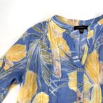 Cocomo Gauzy Floral Pintuck Popover‎ Blouse Top Blue Yellow Size Large Tropical Photo 3