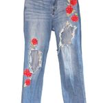 Hollister Embroidered Destroyed Jeans Slim Straight Size 27x27 Distressed Floral Photo 0