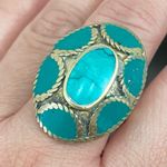 Vintage Turquoise Mosaic Cocktail Ring Size 8 Blue Photo 3