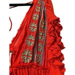 Free People Red Orange BALI WILL WAIT FOR YOU EMBROIDERED MIDI Boho DRESS Sz XS Photo 5