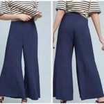 Anthropologie ✨Maeve Canna Culotte Wide Leg Crop Sz 8 Pants Dark Blue Rayon Side Zipper✨ Photo 2