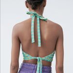ZARA NWT  JACQUARD CROP TOP HALTER NECKLINE OPEN BACK MEDIUM Photo 5