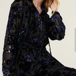 Adam Lippes  Floral Metallic Burnout Dress Long Sleeves Womens 4 Photo 3