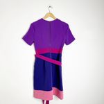 LDT Colorblock Belted Dress Size 4 – Purple Pink Navy Short Photo 3