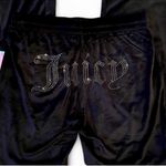 Juicy Couture Bling Y2K Black Velvet Fleece Rhinestone Embellished Pants XL Photo 2