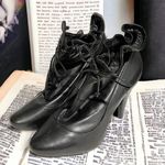 Pour La Victoire  Size 7.5 Black Soft Leather Tie Ankle Sock Ankle Bootie Photo 0