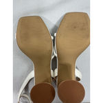 Womans Ribongz Strappy Slipon White Sandals 7 Open Square Toe Block Heel Buckle Photo 6