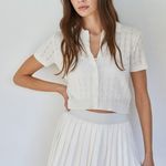 Elastic waist pleated mini skirt with shorts White Photo 3