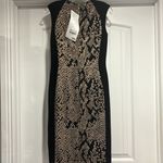 Joseph Ribkoff NWT  Black, Tan & Gold Snake Print Cocktail Dress Style 163765 Size 6. Photo 13