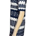 Eliza J Women’s Size 6 Navy Blue White Pink Geometric Print Sheath Mini Dress Photo 2