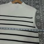 Talbots New Stripe Shaker Stitch Funnel Neck Shell Sweater White/Black Size Large Photo 8