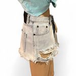 One Teaspoon Junkyard Handmade Distressed Low Waist Denim Mini Skirt Blue Sz 26 Photo 2