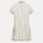 ZARA  mini dress pleated skirt collar button up ivory casual classic old money Photo 14