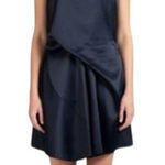 3.1 Phillip Lim  Black Asymmetrical Drape Satin Mini Dress Size 6 Quiet Luxury Photo 0